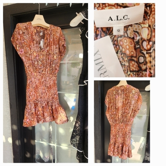 A.L.C.Carly Floral Silk Mini Dress - Picture 2 of 3